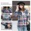 2014 new design fashion hoodie long sleeve plaid shirt for women