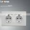 2015 new design 10A electrical wall switch lamp socket ,15 amp double socket