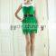 New style Polyester fashionable green backless cute christmas dresses with hat