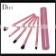 High quality compact 5pcs makeup brush set with round tube