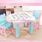 Popular design children's plastic furniture kids adjustable study writing table and chairs set