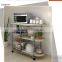 Portable Rolling Wire Shelf Wood Top Kitchen Storage Trolley