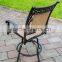 outdoor cast aluminum chair in metal material with sling fabric general in bar and garden use