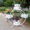 Manufacturer Garden White Display Shelf Round Shape Metal Flower Pot Stand
