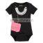 Newborn Baby Clothes Pearl Necklace And Purse Graphic Baby Bodysuit Baby Girls Romper Kids Clothing 2016 HSD5621