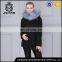2017 fashion light blue fox fur coat with fur hood womens