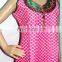 Cotton Summer Designer Neck Embroidery Block Print Kurta Kurti Tunic