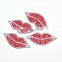 Fashion Hotfix Red Lip Crystal Rhinestone Iron On Patches For Clothing