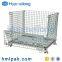 Stacking folding warehouse heavy duty wire mesh container for cargo storage