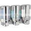 Wall Mounted Sliver Finished Pump Action Triple liquid owl soap dispenser refill bag black