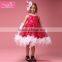 Free shipping 2015 New Design baby girls red soft feather dress