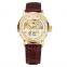 SEWOR 606 Men Leather Hand Winding Mechanical Watch Original Hollow Skeleton Casual Fashion Brand Watches