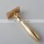 Men Luxury Shaver Matte Gold  Metal Handle Singe Blade Shaving Safety Razor