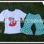 Silver Anchor Sticker Shorts Outfits Summer Custom Baby Girls Handmade Smocked July 4th Design Clothing Sets