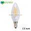 2W dimmable warm white LED filament candle lamp