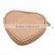 Customized pink heart shape coin purse wallet, soft leather zipper coin pocket