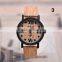 Creative Fashion Wooden Wristwatch Leahter Strap Quartz Analog Watches Movement Men Women Wood Watch Clock