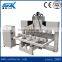 High quality woodworking multi heads 4 axis cnc machine with rotary axis statue