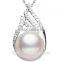 9-10mm the silver plated platinum AAAA grade pearl flame pendant necklace