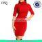 Women's Stretch Knitted Bodycon 3/4 Sleeve cowl neck sweater dress