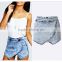 Wholesale 2016 Summer Fashion Woman Denim Jeans Skirt Pants Ladies Vogue New Design Zipper Back High Waist Shorts Women