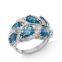 Colleen Lopez 4.28ct London Blue Topaz and White Topaz Sterling Silver "Leaf" Ring
