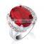 Women's gender bling bling oval cut red cubic zircon ring 18k gold plated jewelry bridal ring