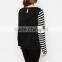 New Fashion Woolen Handmade Stripe Sweater Designs For Ladies Long Sleeves Asymmetric Pattern