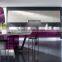 High gloss finish purple lacquer kitchen cabinet with glass doors