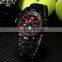 CURREN Black Red Auto Date Display Analog Stainless Steel Strap Male Clock Quartz Sport Men Wrist Watch