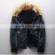 Fashion Mens Slim Fur Collar Denim Washed Jean Jacket Plus velvet Coat Outerweart (LOTJ333)