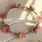 Factory directly little artificial flower head wreath fabric rose flower/leaf wreath