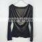 Long Sleeve High Quality Velvet Black Women Clothing Tops for Women 2016 Blouses