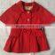 2016 new style baby girl red color 100% cotton printed cloak style coat