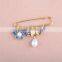 high end colors enamel metal charm brooch diy enamel charm pearl safety pins for her gifts