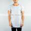 Heather Grey Scoop Neck T Shirt for Men Short Sleeve Curved Hem Longline T Shirt 95% Cotton 5% Elastane Gym Fitted T Shirt