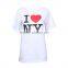 Custom OEM I LOVE NEW YORK Priting Plain White Round Neck T-shirt