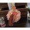 Leather Four Leaf Grass Tassel Flower Bouquet Car Keychain Dust Plugs Women's Key Chain
