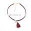 Fashion chocker necklaces black Leather thin choker necklace with tassel and pearl