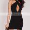 Sexy Hot Night Grils Party Slinky Corss Neck Bodycon Halter Neck Mini Dress(1007)