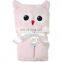 Hot Sale 100% Organic Cotton Pink Flamingo Baby Hooded Towel With Animal Face Design