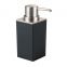 Modern Square Plastic Refillable Soap Dispenser Pump Bottle for Bathroom Vanity Countertop, Kitchen Sink - Holds Hand Soap, Dish Soap, Hand Sanitizer, Essential Oils - 2 Pack - Black/Brushed