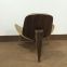 Nicer Furniture Hans Wegner Shell Chair in Walnut Finish with Italian Genuine Black Leather