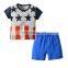 Toddler clothing July 4TH  outfit geometric boy blue shorts kids summer clothes boys outfits