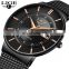 Lige 9949 Customized Cool Men Quartz Wristwatch Steel Mesh Analog Fashion OEM Designer Watches