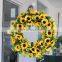 Wholesales Amazon Best Selling Artificial Flowers Large Size Home Door Wall Decoration Sunflower Wreath Ring