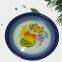 Round big enamel serving tea tray