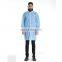 high quality unisex breathable PP non woven lab gown disposable lab coat with knitted cuffs and collar