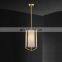 Nordic restaurant small chandelier bedroom bedside luxury brass alabaster pendant lamp