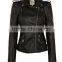 WOMENS SLIMFIT LEATHER BIKER JACKET BROWN COLOR